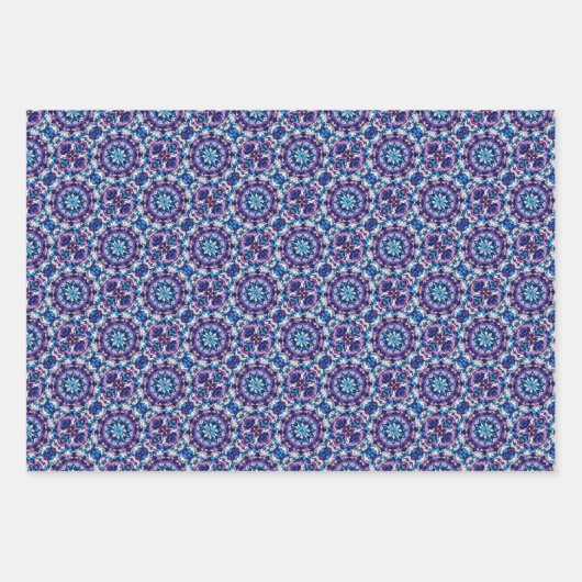 Vivid Purple, Green, Blue & Cream Tile Pattern Geschenkpapier Set (Vorderseite)