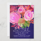 Vivid Purple Modern Spring Floral Bouquet Wedding Einladung (Vorderseite)