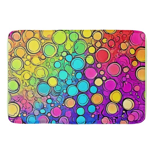 Vivid Rainbow Bubble Abstraction Badematte (Vorderseite)