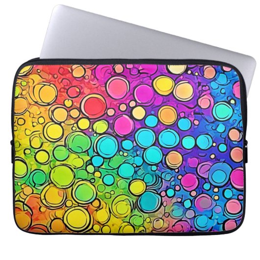 Vivid Rainbow Bubble Abstraction Laptopschutzhülle (Vorderseite)