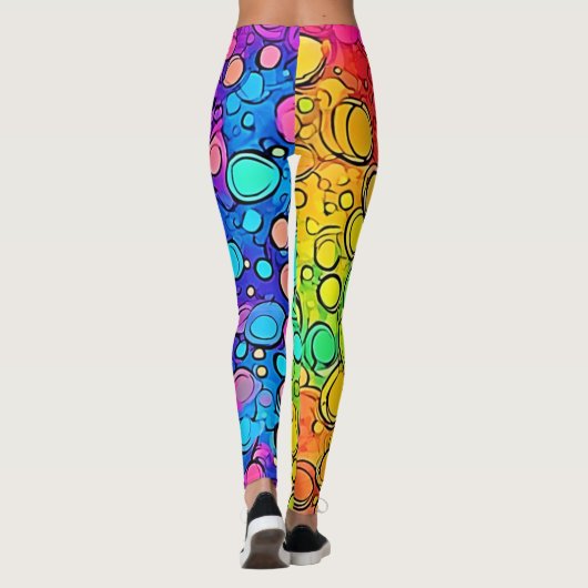 Vivid Rainbow Bubble Abstraction Leggings (Rückseite)