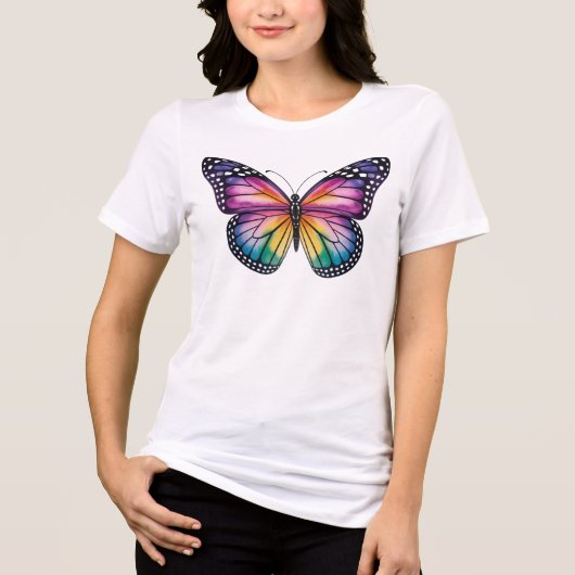 Vivid Rainbow Butterfly Tri-Blend Shirt (Vorderseite)