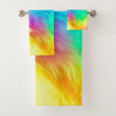 Vivid Rainbow Fluffy Fur Texture-75201 Badhandtuch Set (Insitu)