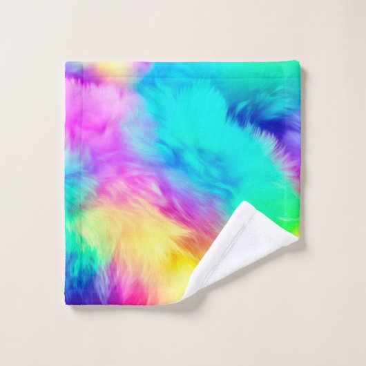 Vivid Rainbow Fluffy Fur Texture-75201 Badhandtuch Set (Waschlappen)
