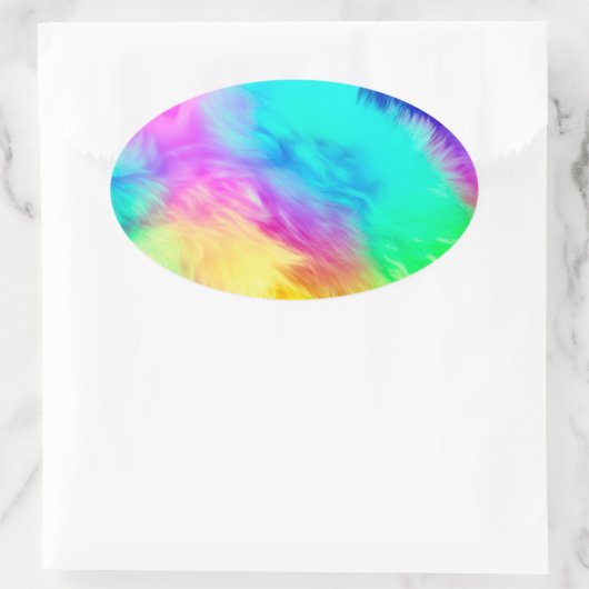 Vivid Rainbow Fluffy Fur Texture-75201 Ovaler Aufkleber (Tasche)