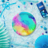 Vivid Rainbow Fluffy Fur Texture-75201 Pappteller (Party)