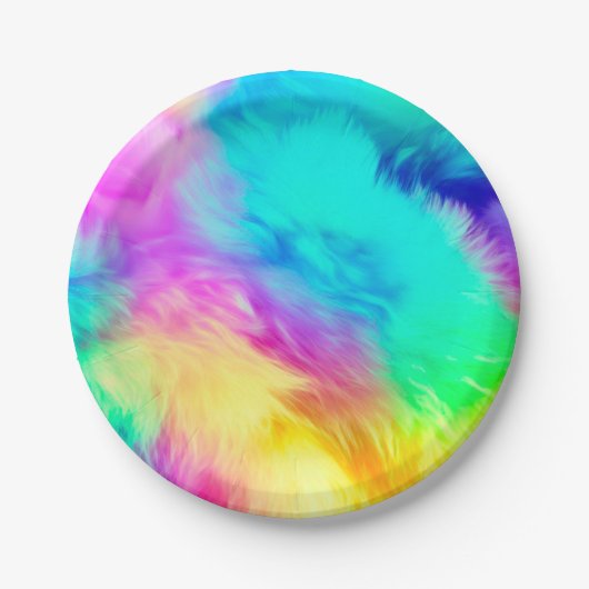 Vivid Rainbow Fluffy Fur Texture-75201 Pappteller (Vorderseite)