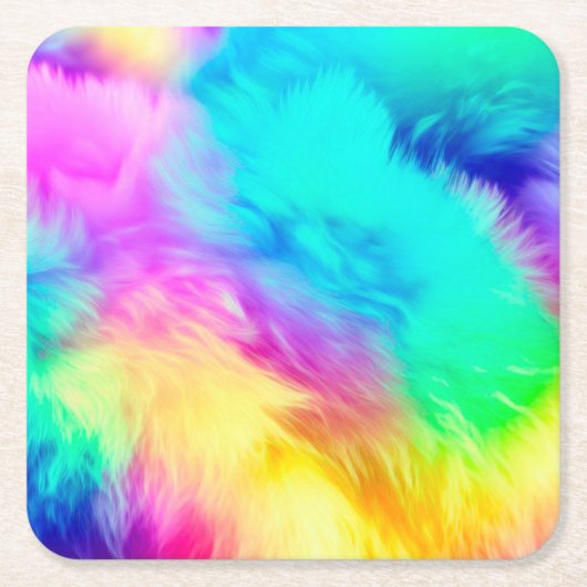 Vivid Rainbow Fluffy Fur Texture-75201 Rechteckiger Pappuntersetzer (Vorderseite)