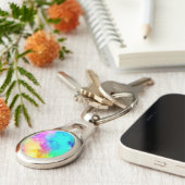 Vivid Rainbow Fluffy Fur Texture-75201 Schlüsselanhänger (Seite)