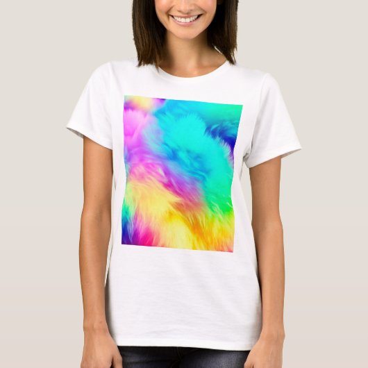 Vivid Rainbow Fluffy Fur Texture-75201 T-Shirt (Vorderseite)