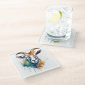 Vivid Rainbow Goat Portrait Glasuntersetzer (Schrägansicht)