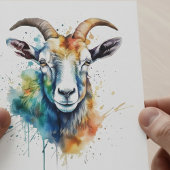 Vivid Rainbow Goat Portrait Postkarte