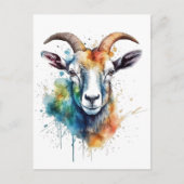Vivid Rainbow Goat Portrait Postkarte (Vorderseite)