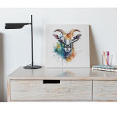 Vivid Rainbow Goat Portrait Quadratische Wanduhr