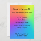 Vivid Rainbow Ombre Geburtstagspartei Einladung (Rückseite)