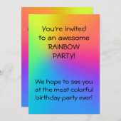 Vivid Rainbow Ombre Geburtstagspartei Einladung (Vorne/Hinten)