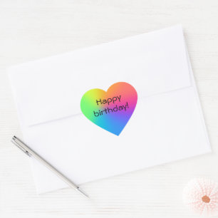 Vivid Rainbow Ombre Geburtstagspartei Herz-Aufkleber