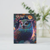 Vivid Rainbow Owl Art Postkarte (Stehend Vorderseite)
