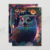 Vivid Rainbow Owl Art Postkarte (Vorne/Hinten)