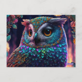 Vivid Rainbow Owl Art Postkarte (Rückseite)