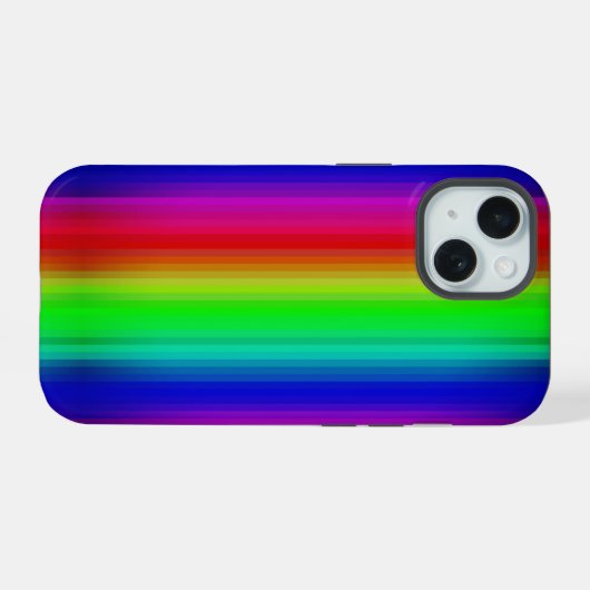 Vivid Rainbow Paint Stripe Line Muster iPhone 15 Hülle (Rückseite (Horizontal))