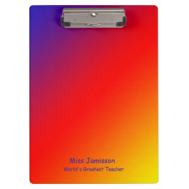 Vivid Rainbow Weltbest Teacher 2 LInes Text Klemmbrett