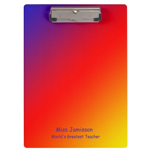Vivid Rainbow Weltbest Teacher 2 LInes Text Klemmbrett (Vorderseite)