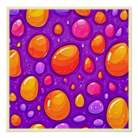 Vivid Raindrop Cartoon Art Poster (Vorderseite)