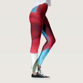 Vivid red Amaryllis Blume, blauer Hintergrund WOW Leggings (Rechts)