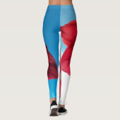 Vivid red Amaryllis Blume, blauer Hintergrund WOW Leggings (Rückseite)