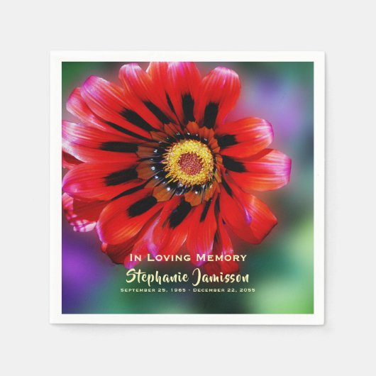 Vivid Red Blume Gazania Celebration of Life Paper Serviette (Vorderseite)