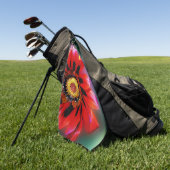 Vivid Red Blume Gazania Mit Monogramm Monogram Golfhandtuch (Gras)