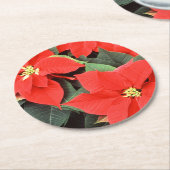 Vivid Red Christmas Poinsettias Runder Pappuntersetzer (Angewinkelt)