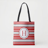 Vivid Red & Gray Modern Strickbar Tasche (Vorderseite)