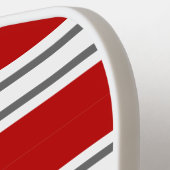 Vivid Red & Grey Modern Striped Monogram Pickleball Schläger (Linke Seite)