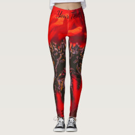 Vivid Red Poppy Stamen Leggings