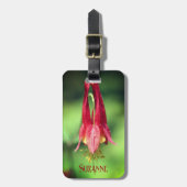 Vivid Red Wild Columbine Blume Personalisiert Gepäckanhänger (Vorderseite vertikal)