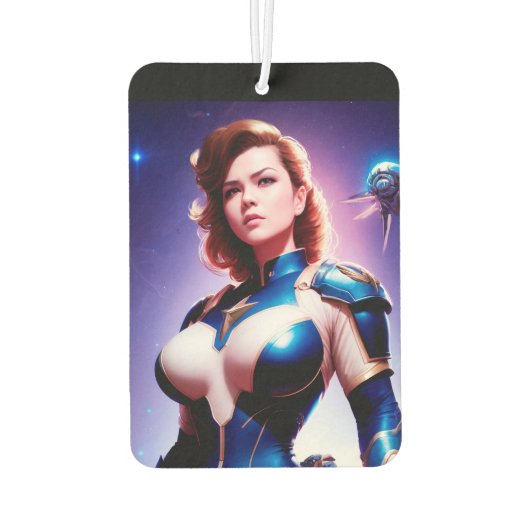 Vivid Retro 50's Female Sci Fi Space Ranger Autolufterfrischer (Rückseite)