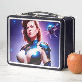Vivid Retro 50's Female Sci Fi Space Ranger Metall Brotdose (Beispiel)