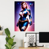 Vivid Retro 50's Female Sci Fi Space Ranger Poster (Heimbüro)