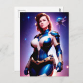Vivid Retro 50's Female Sci Fi Space Ranger Postkarte (Vorne/Hinten)
