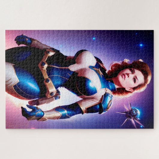 Vivid Retro 50's Female Sci Fi Space Ranger Puzzle (Horizontal)