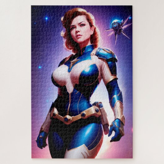 Vivid Retro 50's Female Sci Fi Space Ranger Puzzle (Vertikal)