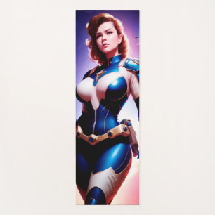 Vivid Retro 50's Female Sci Fi Space Ranger Yogamatte