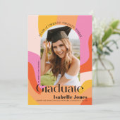 Vivid Retro Color Arch Foto Abschluss Einladung (Stehend Vorderseite)