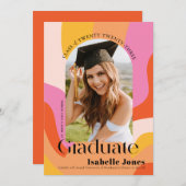 Vivid Retro Color Arch Foto Abschluss Einladung (Vorne/Hinten)