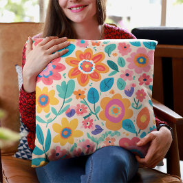 Vivid Retro Florals Valentines Geschenke für Teens Kissen