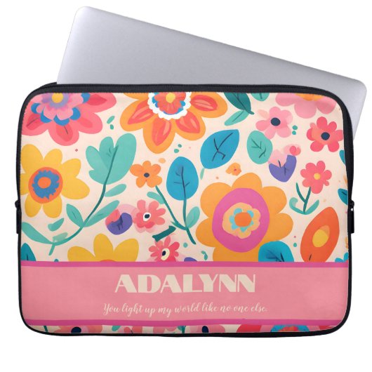 Vivid Retro Florals Valentines Geschenke für Teens Laptopschutzhülle (Vorderseite)