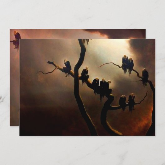 Vivid Retro - Ghosts in a Tree Einladung (Vorne/Hinten)