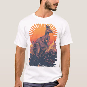 Vivid Retro Kangaroo Sunset T-Shirt
